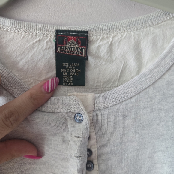 women's Light Gray Long Sleeve Henley - Picture 4 of 4